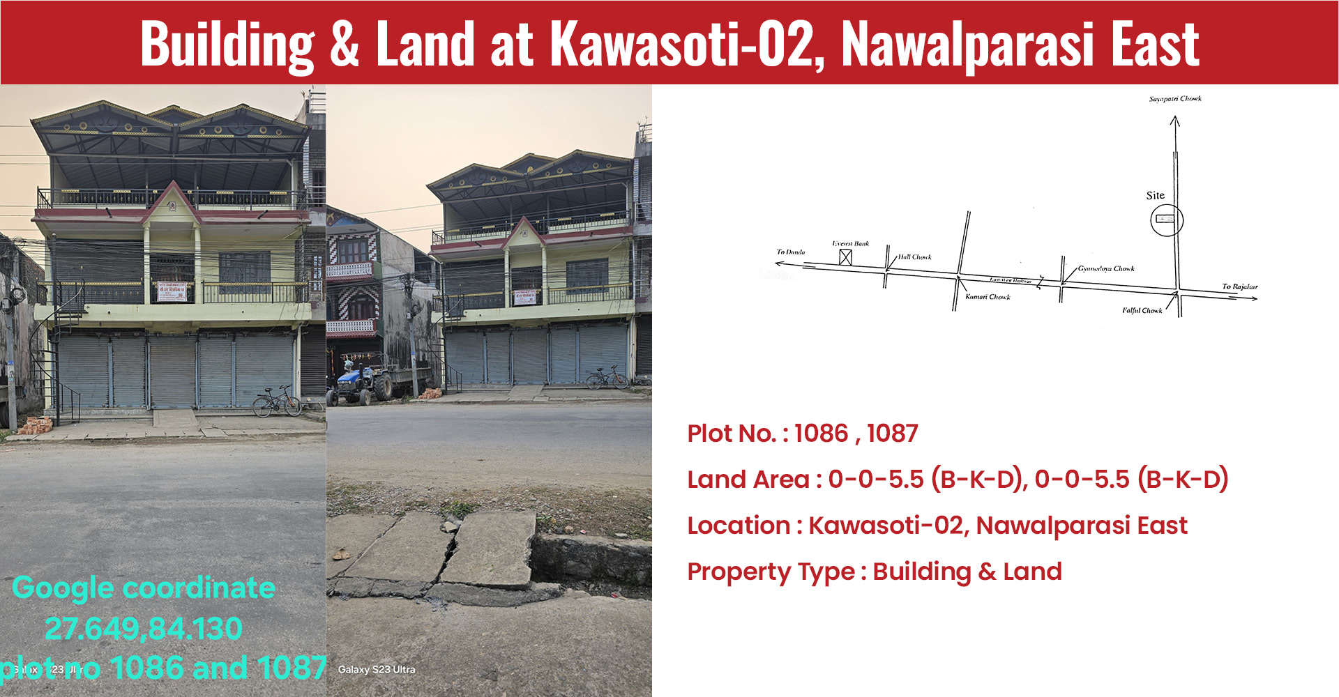 Building & Land at Kawasoti-02, Nawalparasi East